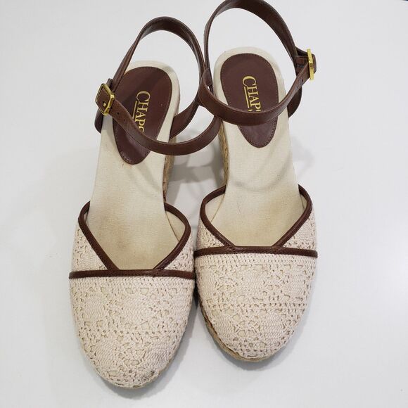 Chaps Women's Carmita Cream Lace Wedges with Ankle Straps; Size 9.5 - Picture 8 of 8